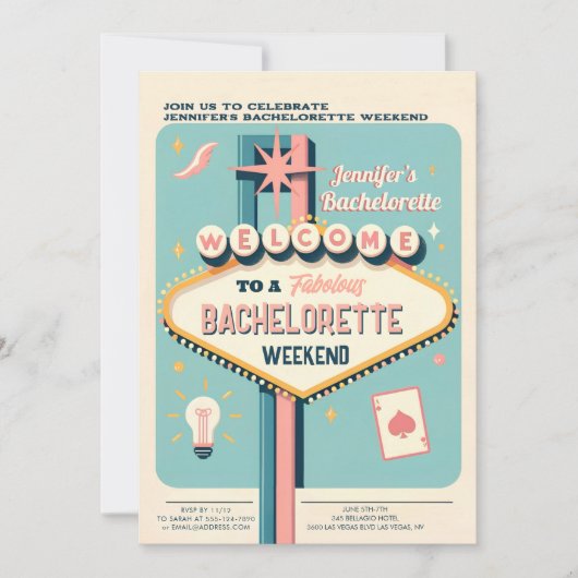 Viva Las Vegas Bachelorette Wochenende Einladung (Vorderseite)