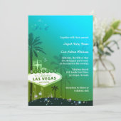 Viva Las Vegas Cyan Blue Wedding Einladung (Stehend Vorderseite)