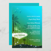 Viva Las Vegas Cyan Blue Wedding Einladung (Vorne/Hinten)
