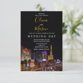 Viva Las Vegas Hochzeit in Urlaubsort Einladung (Stehend Vorderseite)