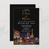 Viva Las Vegas Hochzeit in Urlaubsort Einladung (Vorne/Hinten)