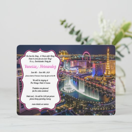 Viva Las Vegas Party Einladung (Stehend Vorderseite)