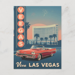 Viva Las Vegas Vintage Reise Kunst Postkarte