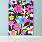 Viva Magenta Abstrakt Retro Boho Frühlingsblumen Leinwanddruck (Insitu (Holzboden))