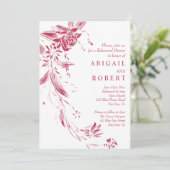 Viva magenta Blume Hochzeit Probe Abendessen Einladung (Stehend Vorderseite)