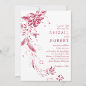 Viva magenta Blumengarten QR Code Hochzeit Einladung (Vorderseite)