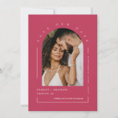 Viva Magenta Boho Arch Foto QR Code Rettete Unser  Einladung (Vorderseite)