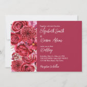 Viva magenta burgundy Blume Rose Hochzeit Einladung (Vorderseite)