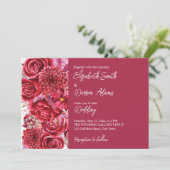 Viva magenta burgundy Blume Rose Hochzeit Einladung (Stehend Vorderseite)