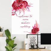 Viva magenta burgundy Rose Blume Begrüßungszeichen Poster (Heimbüro)