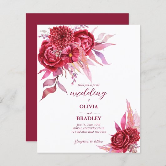 Viva magenta burgundy Rose Haushalt Blume einladen (Vorne/Hinten)