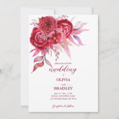 Viva magenta burgundy Rose und Blume Einladung (Vorderseite)