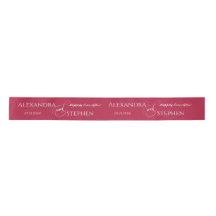 Viva Magenta Chic Kalligrafie Paar Name Hochzeit Satinband
