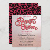 Viva Magenta Cool Trendy Leopard, süß 16 Einladung (Vorne/Hinten)