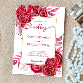 Viva magenta crimson burgundy Blume Rose Einladung
