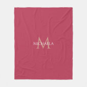 Viva Magenta Elegante Moderne Monogramm-Vorlage Fleecedecke (Vorderseite)