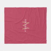 Viva Magenta Elegante Moderne Monogramm-Vorlage Fleecedecke (Vorderseite (Horizontal))