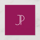 Viva Magenta Eleganter Trend Color Monogram Initia Quadratische Visitenkarte (Vorderseite)