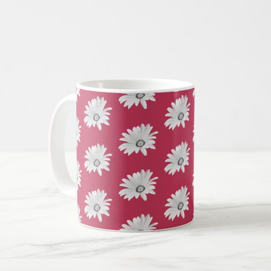 Viva Magenta Floral Daisy Kaffeetasse (Vorderseite Links)