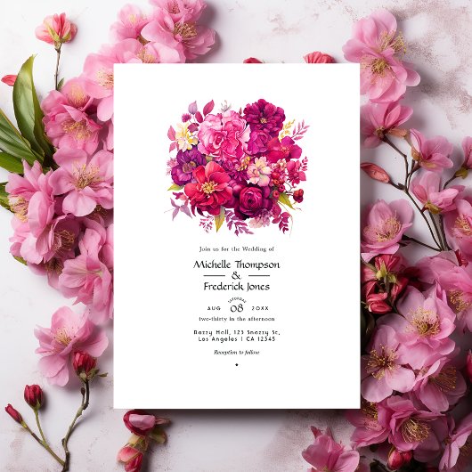 Viva Magenta Floral Wedding Einladung