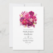 Viva Magenta Floral Wedding Einladung (Vorderseite)