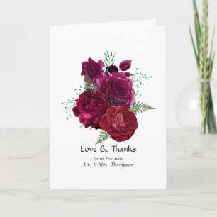 Viva Magenta Floral Wedding Foto Dankeskarte