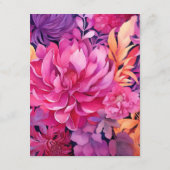 Viva Magenta Floral Wedding Gastdetails Begleitkarte (Rückseite)