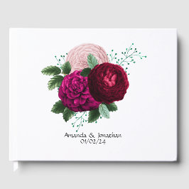 Viva Magenta Floral Wedding Gästebuch