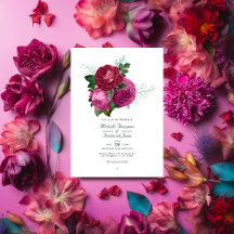 Viva Magenta Floral Wedding QR Code UAwg