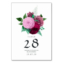 Viva Magenta Floral Wedding Tischnummer