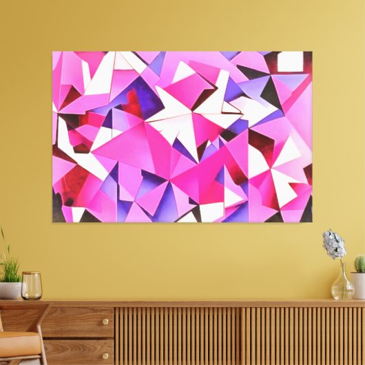 Viva Magenta Geometric Hydrangea Abstrakte Kunst Leinwanddruck (Insitu (Wohnzimmer))
