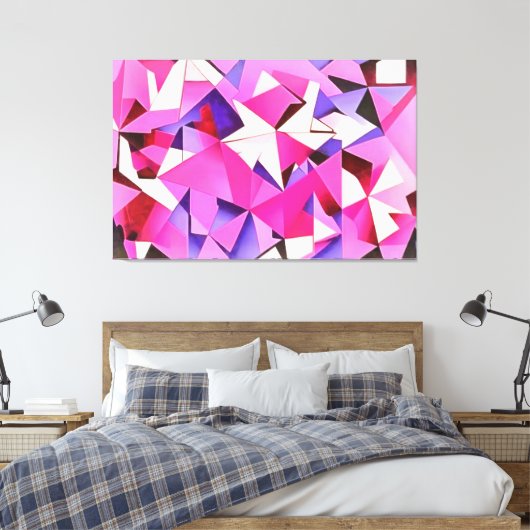 Viva Magenta Geometric Hydrangea Abstrakte Kunst Leinwanddruck (Insitu (Schlafzimmer))