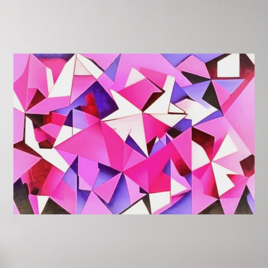 Viva Magenta Geometric Hydrangea Abstrakte Kunst Poster (Vorne)