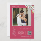 Viva Magenta Greenery Couples Dusche QR Code Foto Einladung (Rückseite)