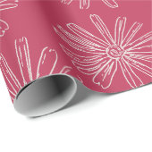 Viva Magenta Handgezeichnete Blume Geschenkpapier (Rolleneckpunkt)