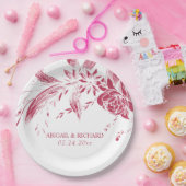 Viva magenta Hochzeit in Rosa und Weiß Blume Pappteller (Party)