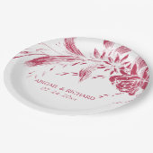 Viva magenta Hochzeit in Rosa und Weiß Blume Pappteller (Schrägansicht)