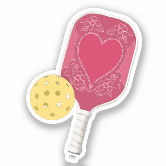 Viva Magenta Illustriert Pickleball Sticker (Vorderseite)