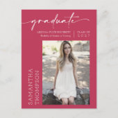 Viva Magenta Minimalskript Sie tat es Foto Grad Postkarte (Vorderseite)