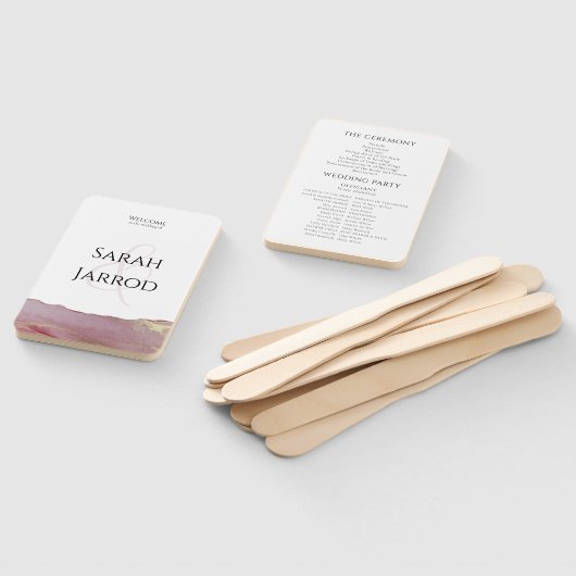 Viva Magenta Modern Wedding Program Set of Fans Fächer (Non-assembled)