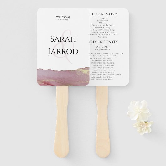 Viva Magenta Modern Wedding Program Set of Fans Fächer (Vorne und Hinten)