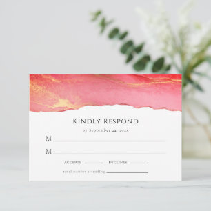 Viva Magenta Modern Wedding RSVP Response Card