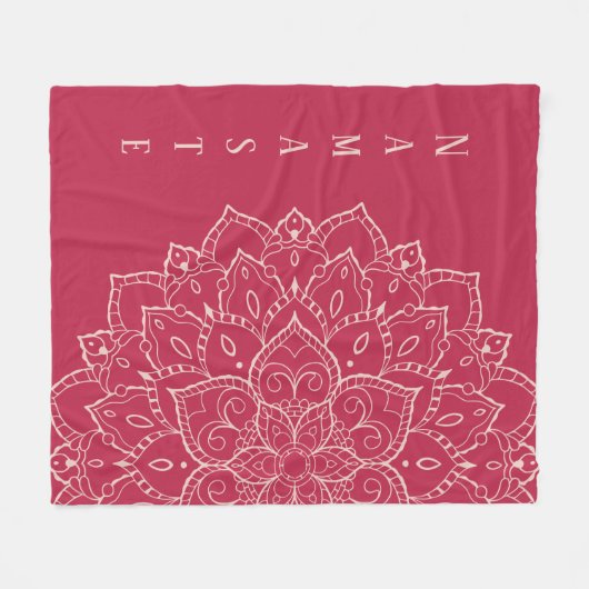 Viva Magenta & Pale Dogwood Namaste Mandala Fleecedecke (Vorderseite (Horizontal))