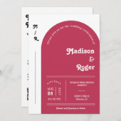 Viva Magenta Retro Arch Foto QR Code UAWG Groovy Einladung (Vorne/Hinten)