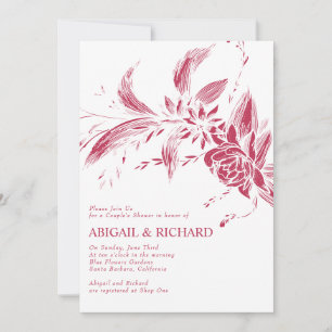 Viva magenta rosa Blume Hochzeitspaare duschen Einladung