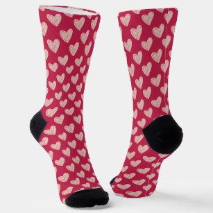 Viva Magenta Scribbled Valentinstag Herzen Socken