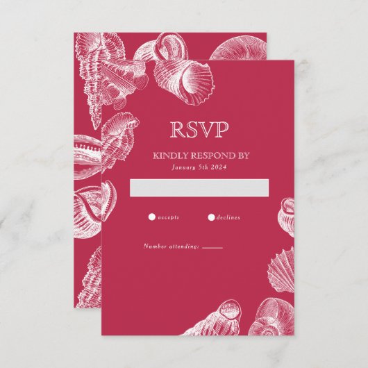 Viva Magenta Sea Muschel Summer Beach RSVP Card (Vorne/Hinten)