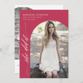 Viva Magenta Sie hat es Abschluss Arch Foto Invi Einladung (Vorne/Hinten)