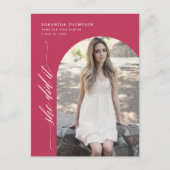 Viva Magenta Sie tat es Abschluss Arch Foto Post Postkarte (Vorderseite)