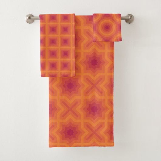 Viva Magenta Sun Orange Muster Badhandtuch Set (Insitu)